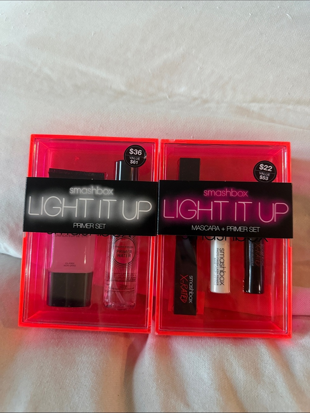Smashbox Light It Up Primer & Mascara Kits - Neon Pink Packaging